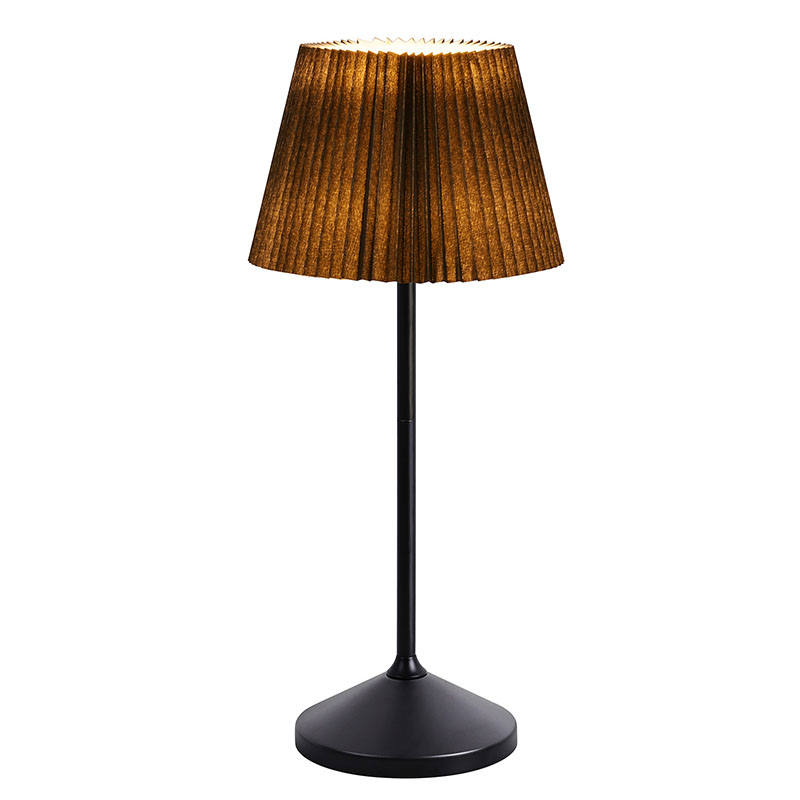 Lampu meja Led Hitam dengan lorek fabrik