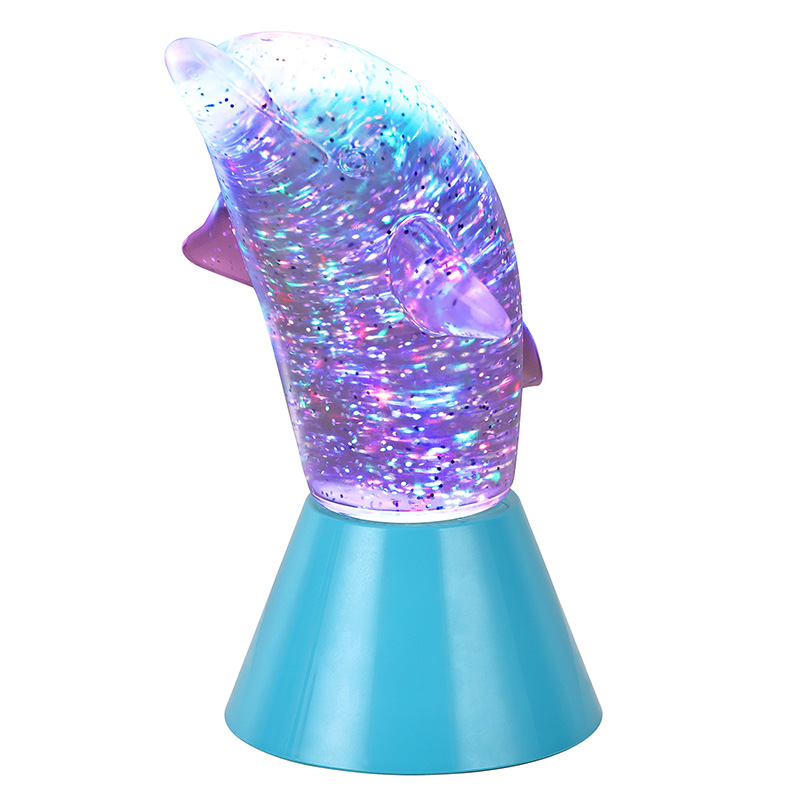 Dolphin Kid Gift Glitter RGB Negh Light